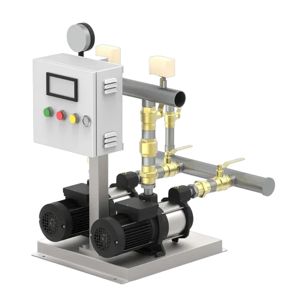 Twin booster pump set with control panel